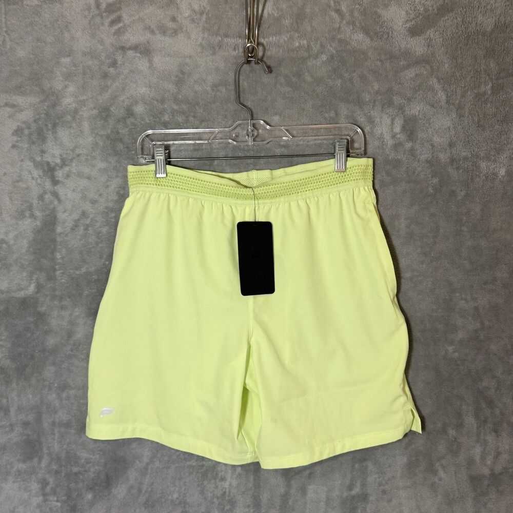 NWT Fabletics Fundamental Shorts Men's M Neon Yellow Athletic Running Anti Stink